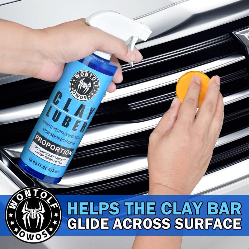 Wontolf Car Clay Bars Auto Detailing and Clay Luber Synthetic Lubricant Kit, Premium Grade 4 Clay Bars, Clay bar Lubricant Tablets 10 Pack(1pc=16 fl oz), Car Wash Kit for Detailing Cleaning - Image 5